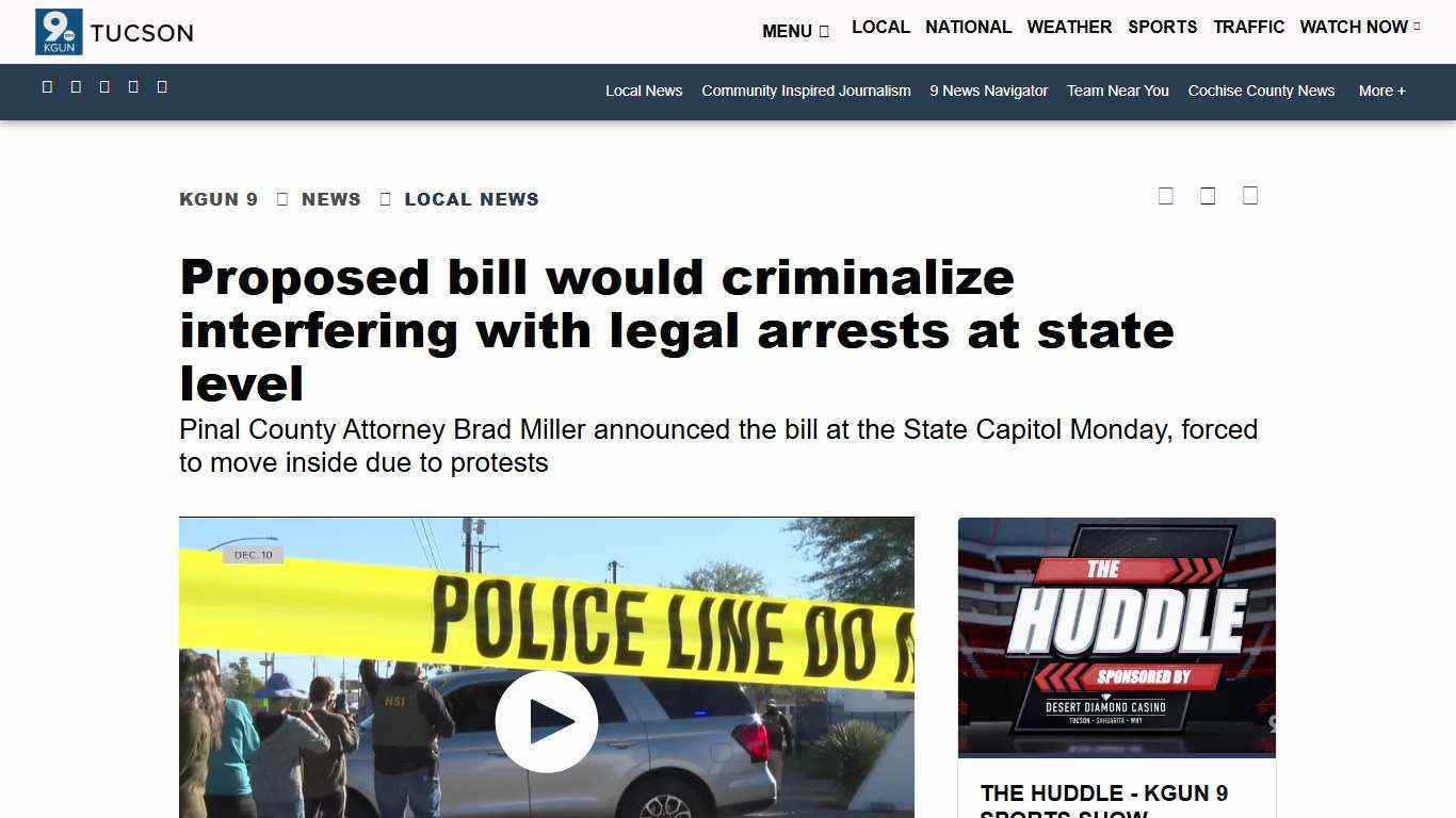 Proposed bill would criminalize interfering with legal arrests at state level
